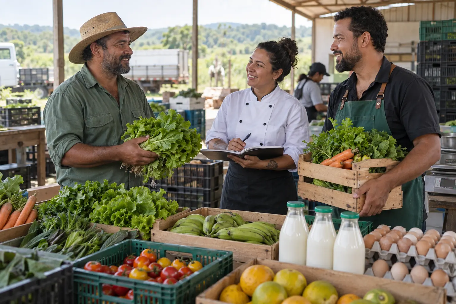 Produtores e compradores negociando diretamente